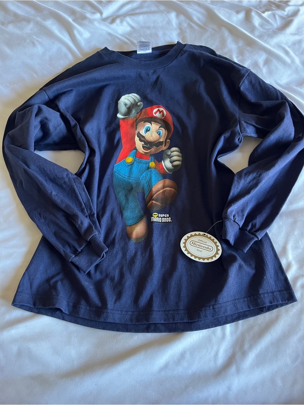 Delta Pro Weight Super Mario Bros Blue Long Sleeve Shirt Youth XL NWT